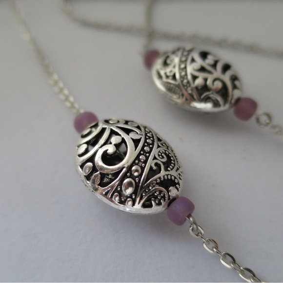 Eyeglass chain, silver chain with antiqued silver filigree. Leash for sunglasses - Picture 2 of 7